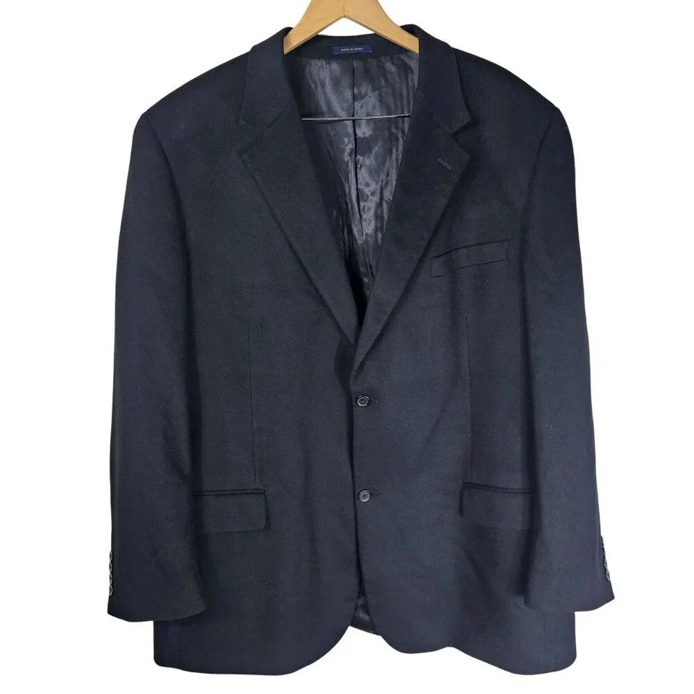 Club Room Wool‎ Silk Cashmere Blazer 48L Black Quiet Luxury Office Old Money